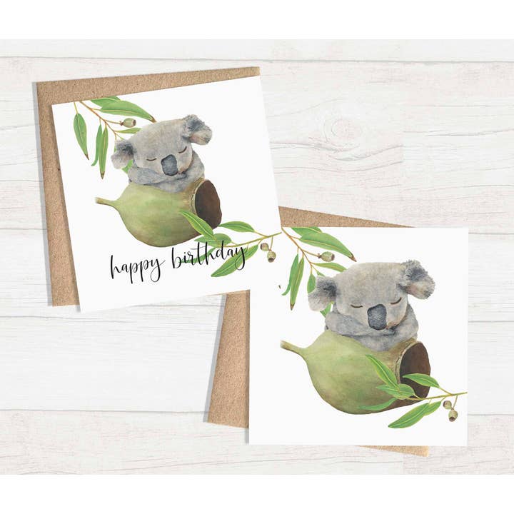 Watercolour Greeting Card - Koala (Happy Birthday) for wholesale by Olicas Art and Design