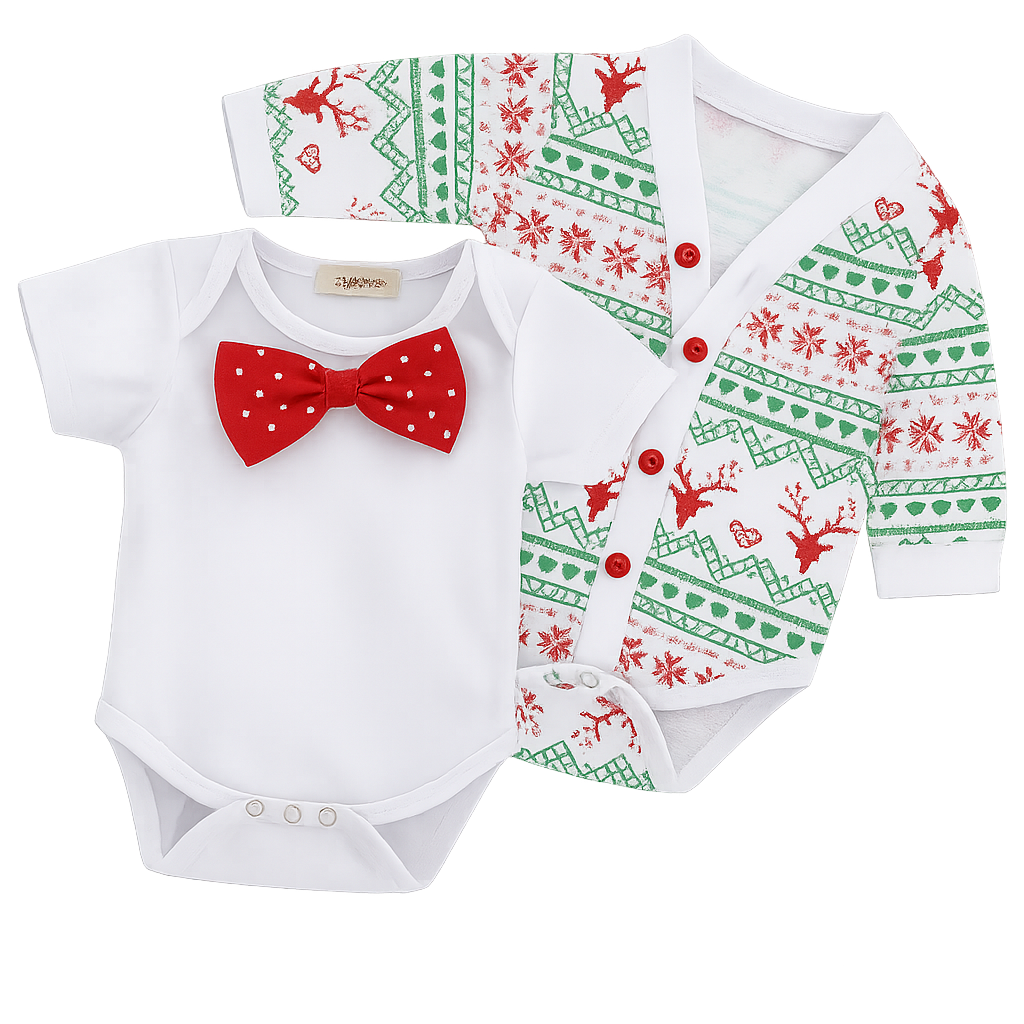 Fennco Styles - Wholesale Clothing Set - Baby - Red Bowtie Christmas 2-Piece Baby Outfit3