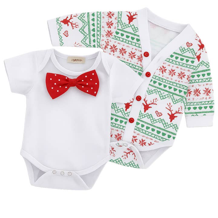 Fennco Styles - Wholesale Clothing Set - Baby - Red Bowtie Christmas 2-Piece Baby Outfit3