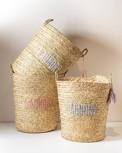 Berberwoolrug - Wholesale Laundry basket - Moroccan Handmade Woven Straw Laundry Basket