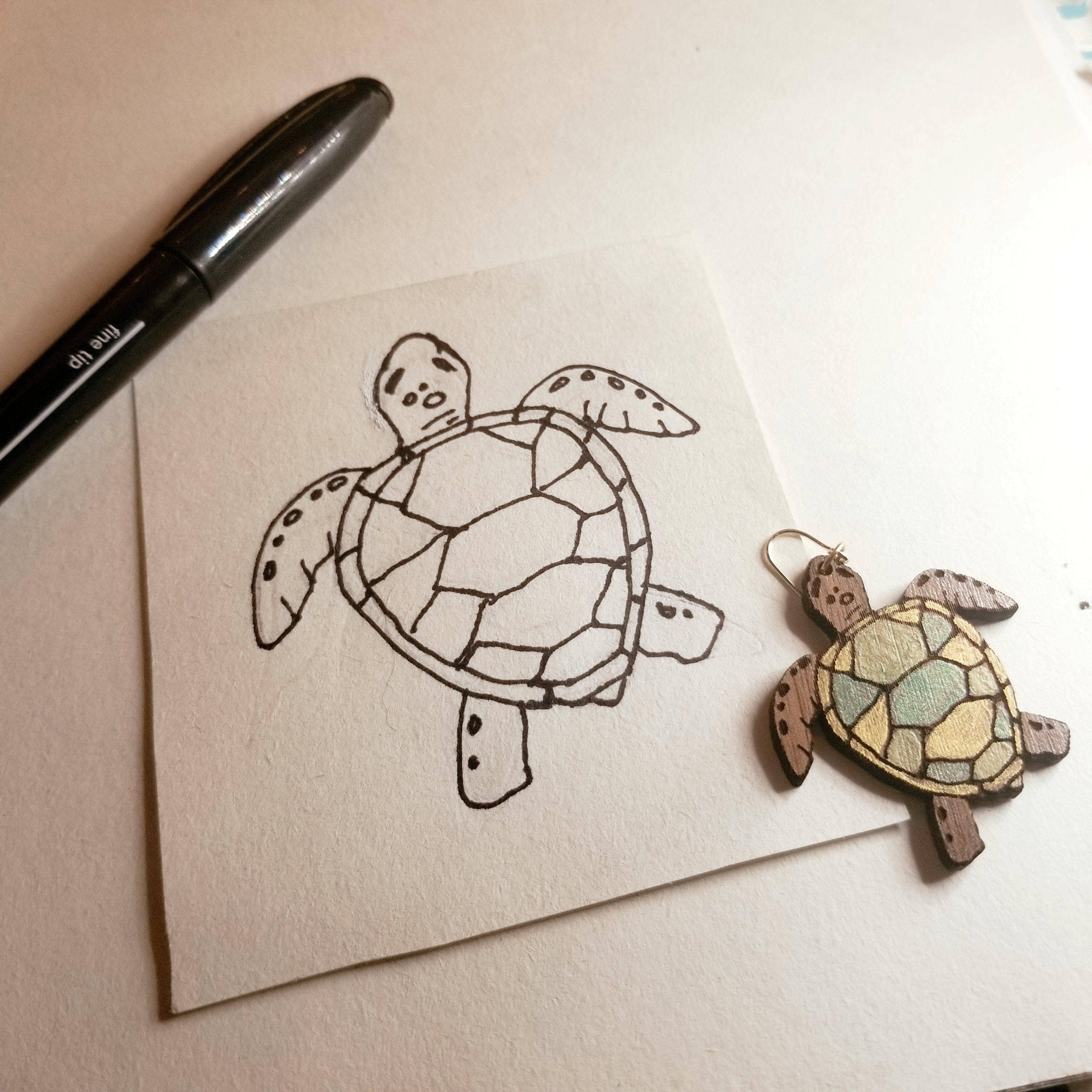 Solshine and Co - Vente Boucles d'oreilles pendantes - Tortue Aloha2