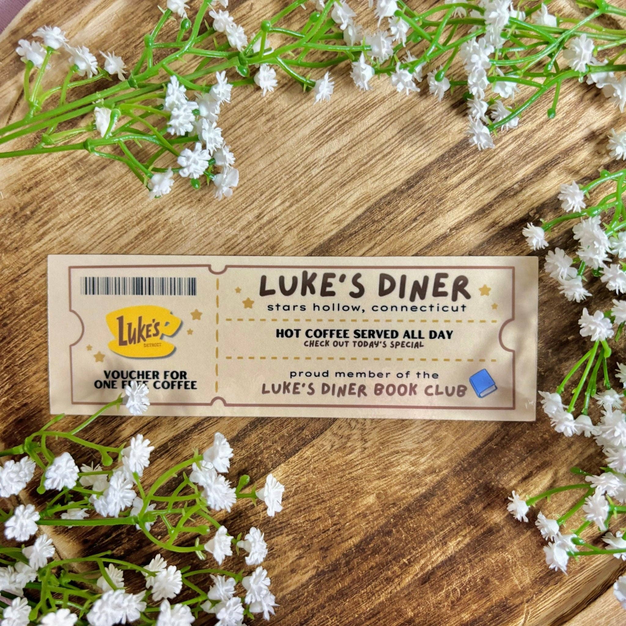 Awfullynerdy.co - Wholesale Bookmark - Gilmore Girls Lukes Diner Book Club Ticket Bookmark1
