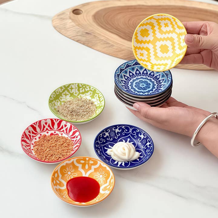 Otterware - Vente Bols à condiments/sauces - Plat à sauce en céramique peint à la main bohème16