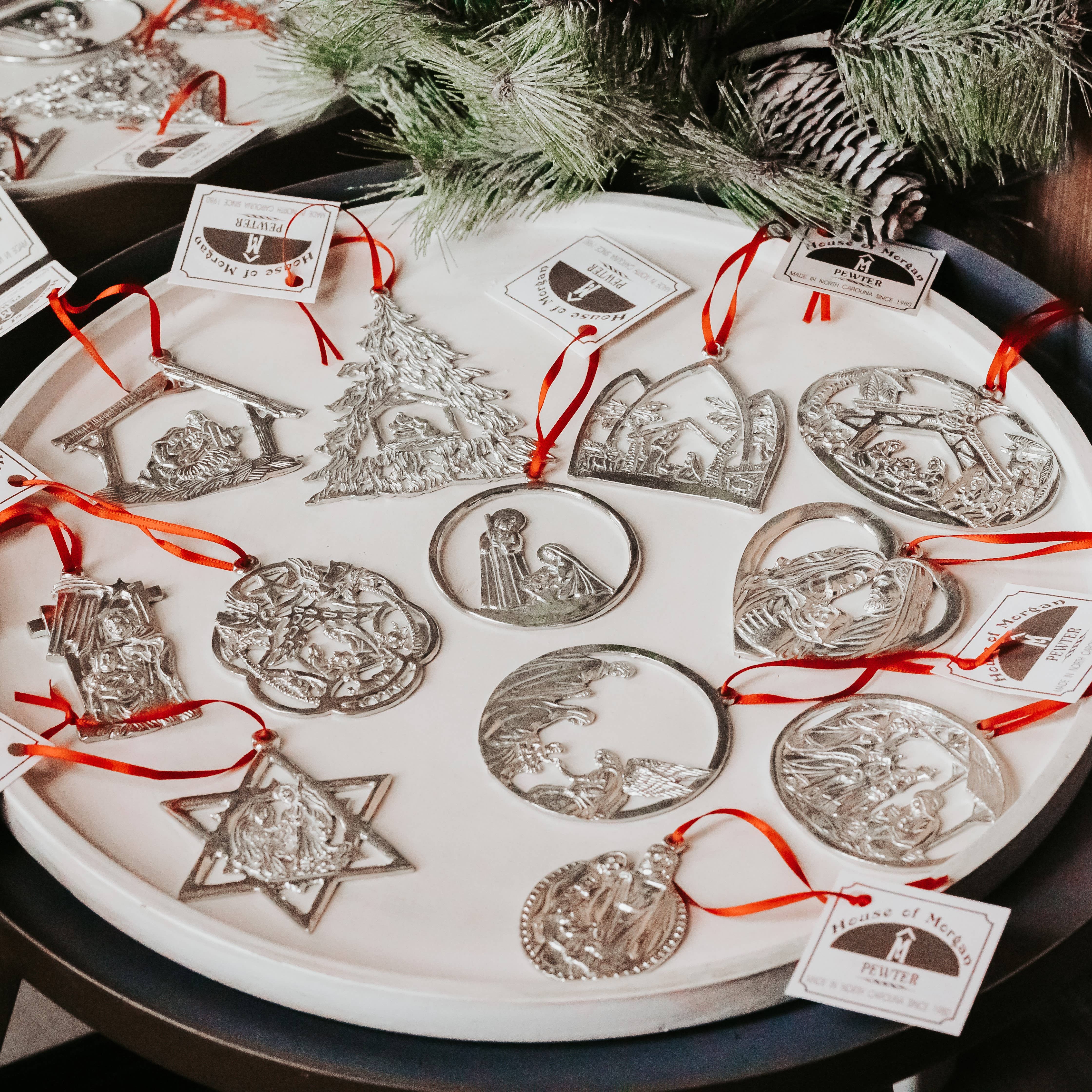 House of Morgan Pewter - Wholesale Ornament Set - Handmade Nativity Ornaments - Baby Jesus Manger Gifts15