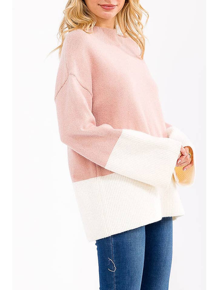 ROUSSEAU - Wholesale Knit Sweater - Women's - LONG SLEEVE COLORBLOCK PULLOVER SWEATER16