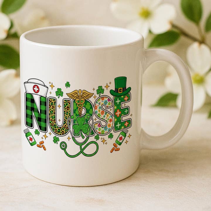 Nurse St Patricks Day Mug, Cute Nurse Coffee Mug, St Patty for wholesale by Tevatino