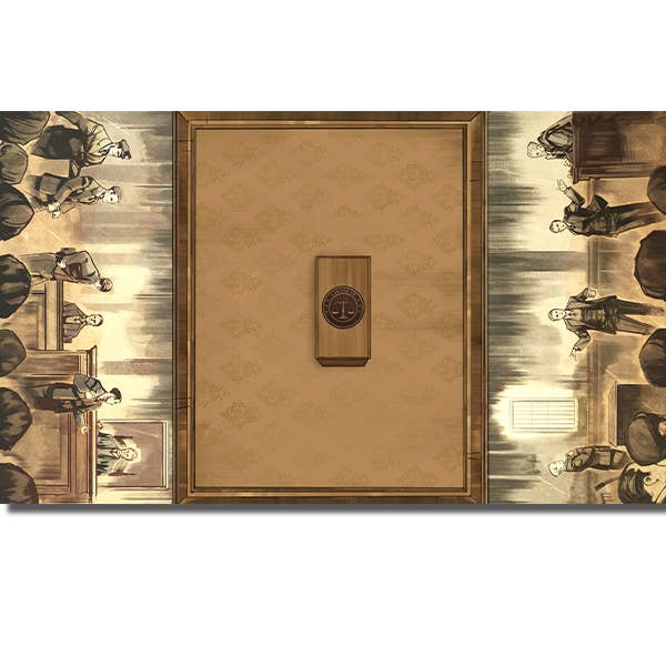 Lawyer Up: 1920s Courtroom Play Mat for wholesale by Rock Manor Games