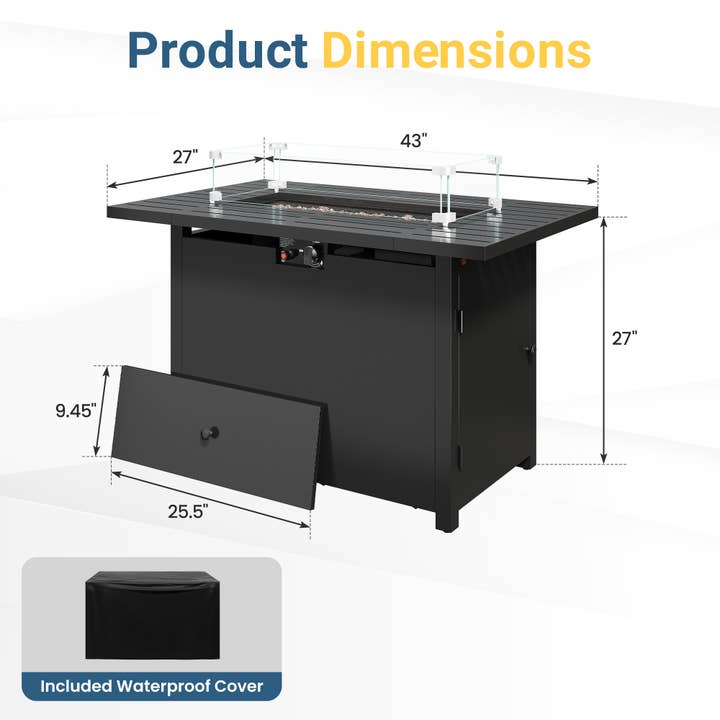 Heynemo - Wholesale Fire Pit - Propane Fire Pit Table, 50000 BTU Gas Fire Pits Table3