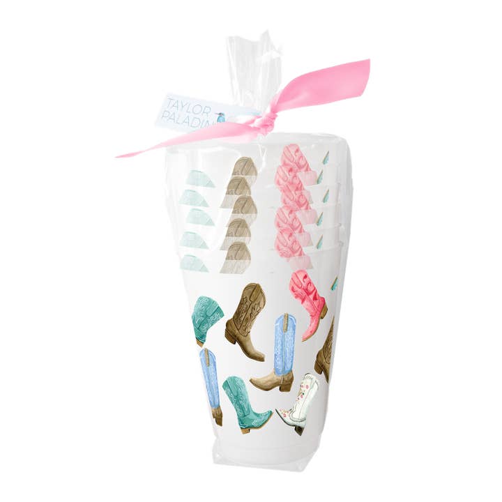 Colorful Cowboy Boots Frosted Cups for wholesale by Taylor Paladino