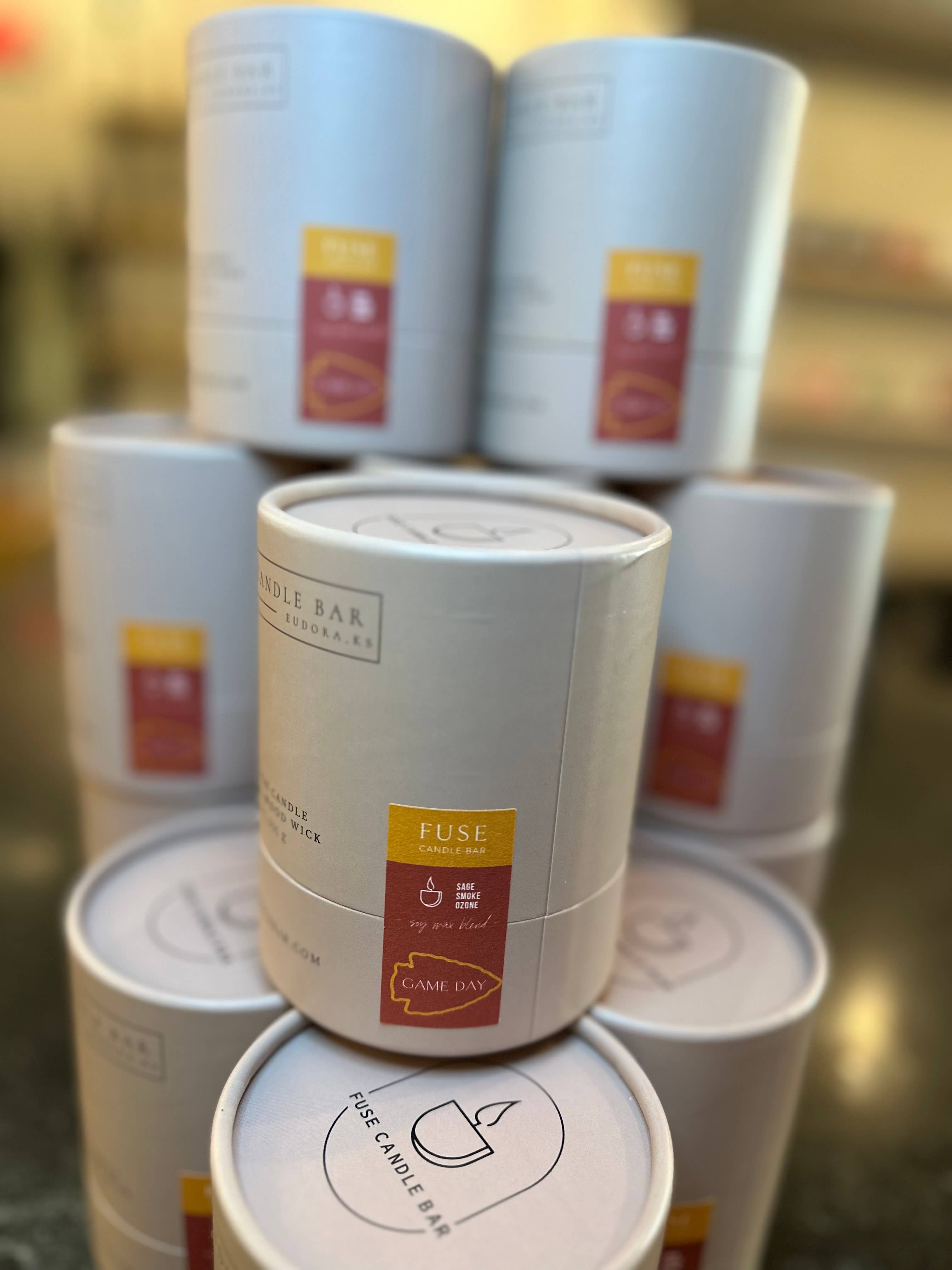 Fuse Candle Studio - Wholesale Jar/Filled Candle - KC Chiefs Candle - “Game Day”-  Soy Wax Blend Candle2