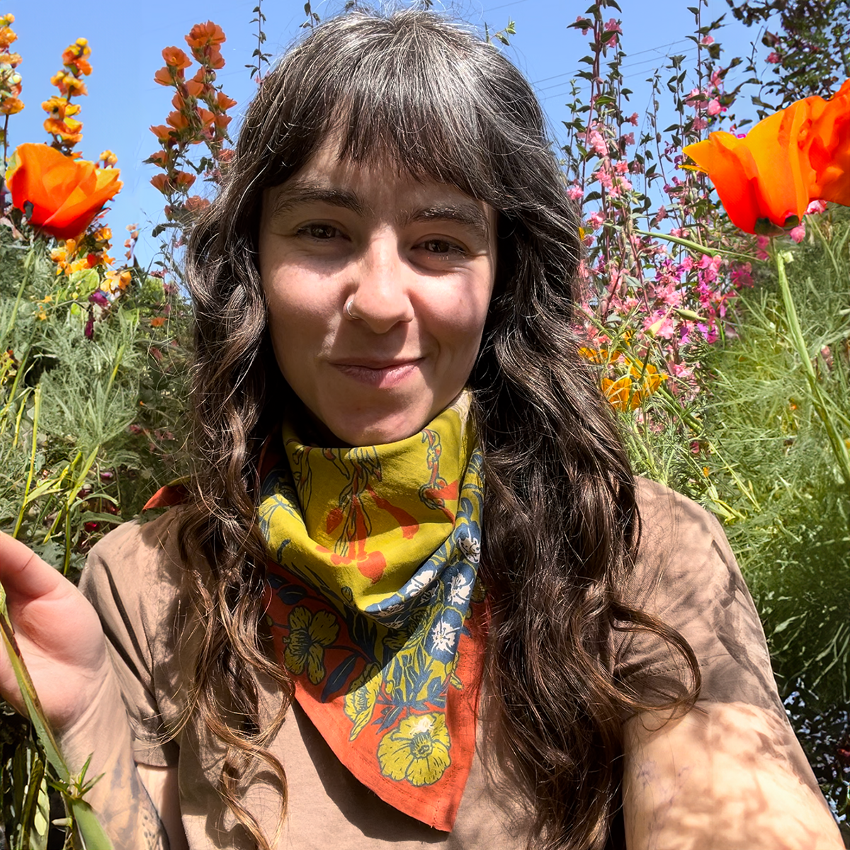 Mustard Beetle – wholesale Bandana – Women's – Organic Fair Trade Bandana: San Gabriel Foothills4