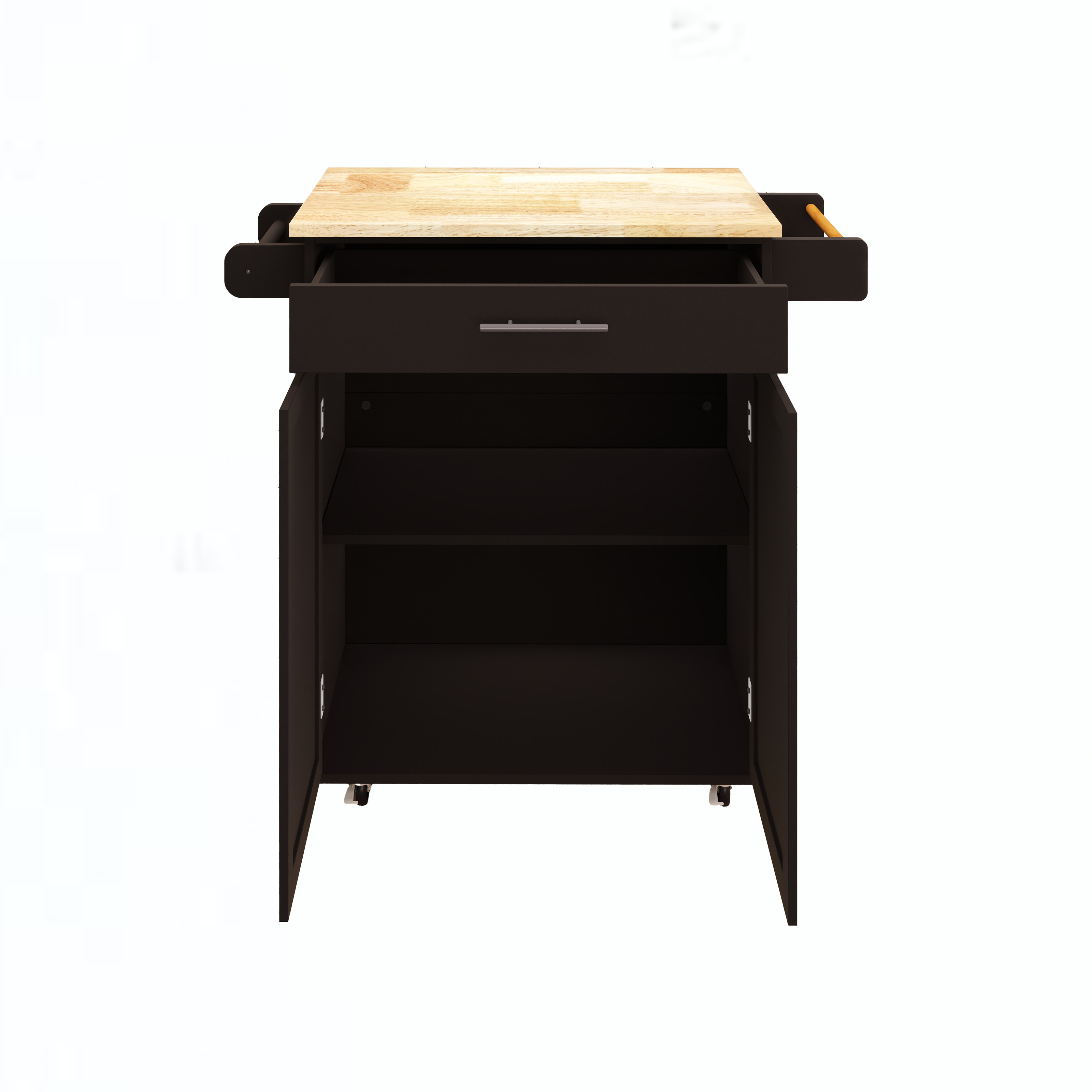 HOMYCASA DESIGN INC - Wholesale Kitchen Storage/Organizer - Open Kitchen Rolling Cart Rubber Wood Top Adjustable Storage3