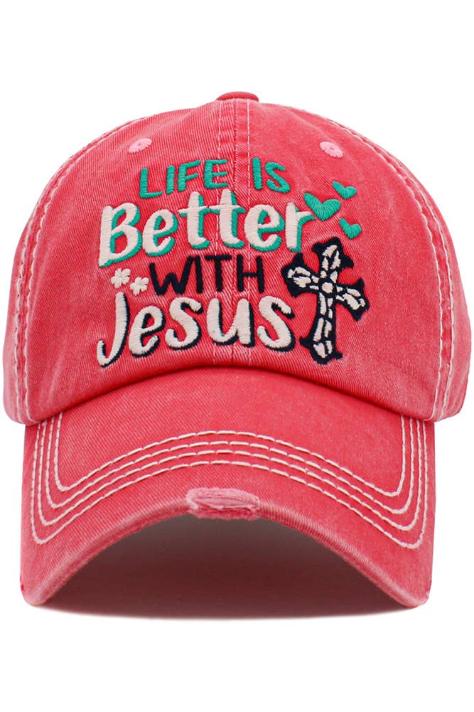 Hana - Wholesale Honkbalpet - Dames - HET LEVEN IS BETER MET JESUS Washed Vintage balpet2