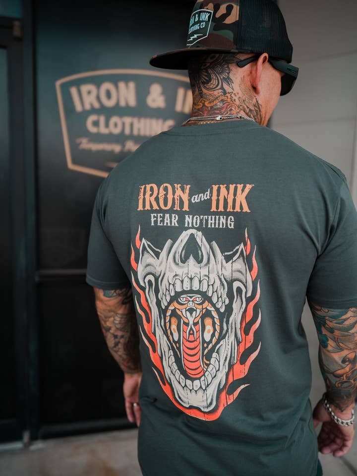 Iron And Ink Clothing Co - Wholesale Screen Printed T-Shirt - Unisex - Restocked "Fear Nothing" T-shirt- charcoal