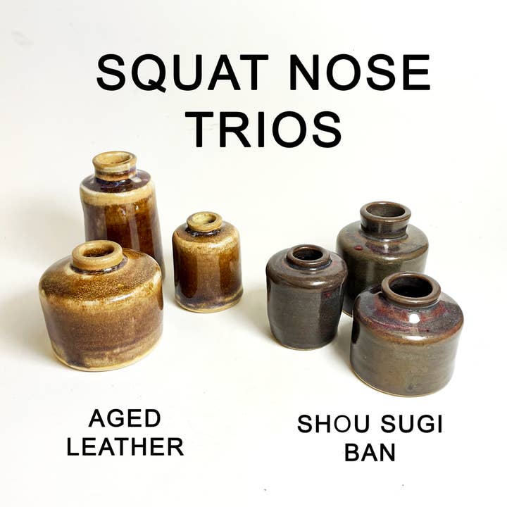 Trios de Nariz Agachada - Coleção de 3 Garrafas de Vaso de Flores em Cerâmica por atacado de Cedarleaf Ceramics