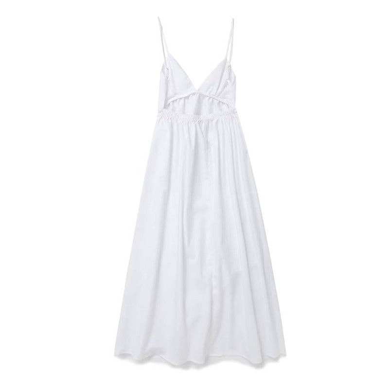 BLANC Robe simple à bretelles en V avec dos nu en vente sur Faire3