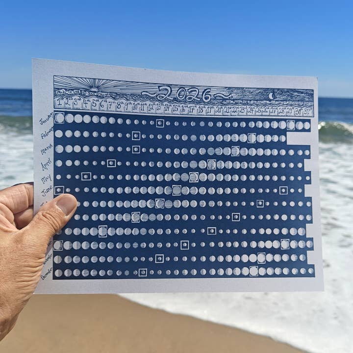 JD OShaughnessy - Vente Calendrier - Calendrier lunaire horizontal 2026 avec périgée et apogée de la Lune0