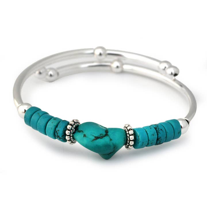 Turquoise Nugget & Heishi Solitaire Bracelet for wholesale by Crazyartgrrl Jewelry