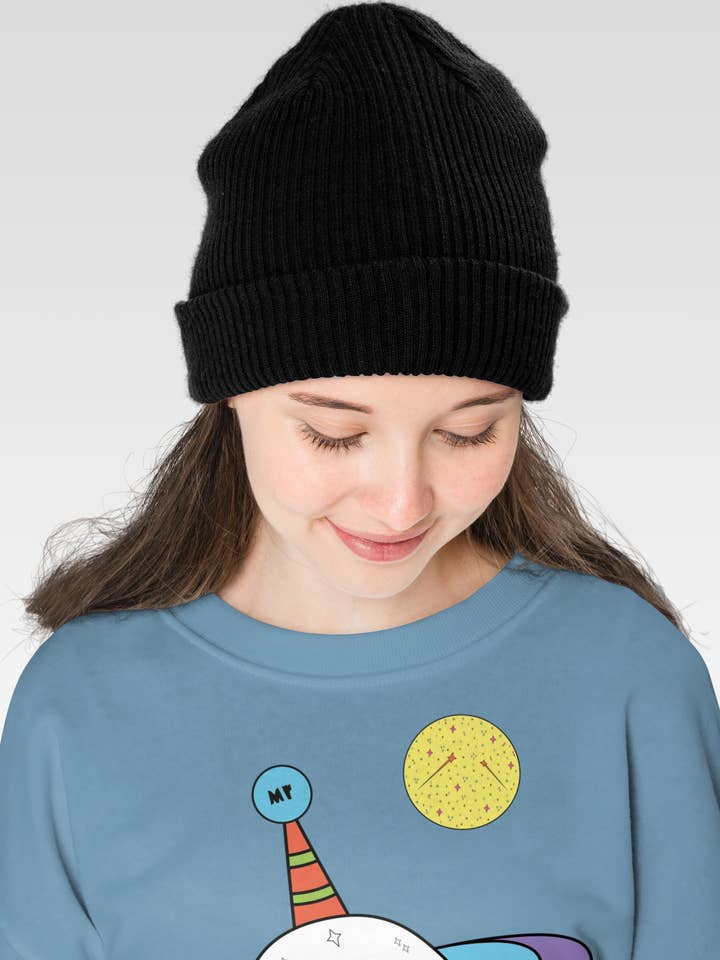 Children's Space Theme Crew Neck Sweatshirt - Blue Spaceship for wholesale by Moon Rascals
