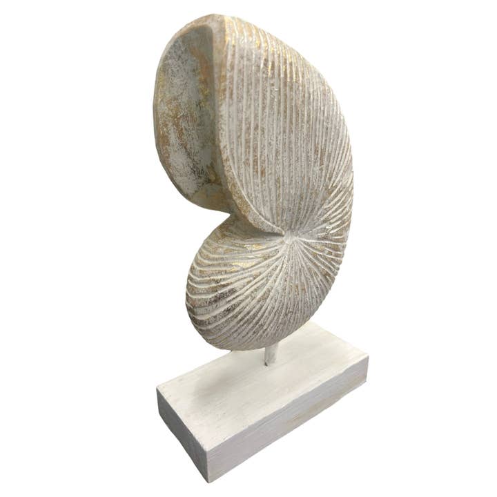 Bamboo Source Tropical Decor - Wholesale Decorative Tabletop Object - Wooden Nautilus Statue - Assorted