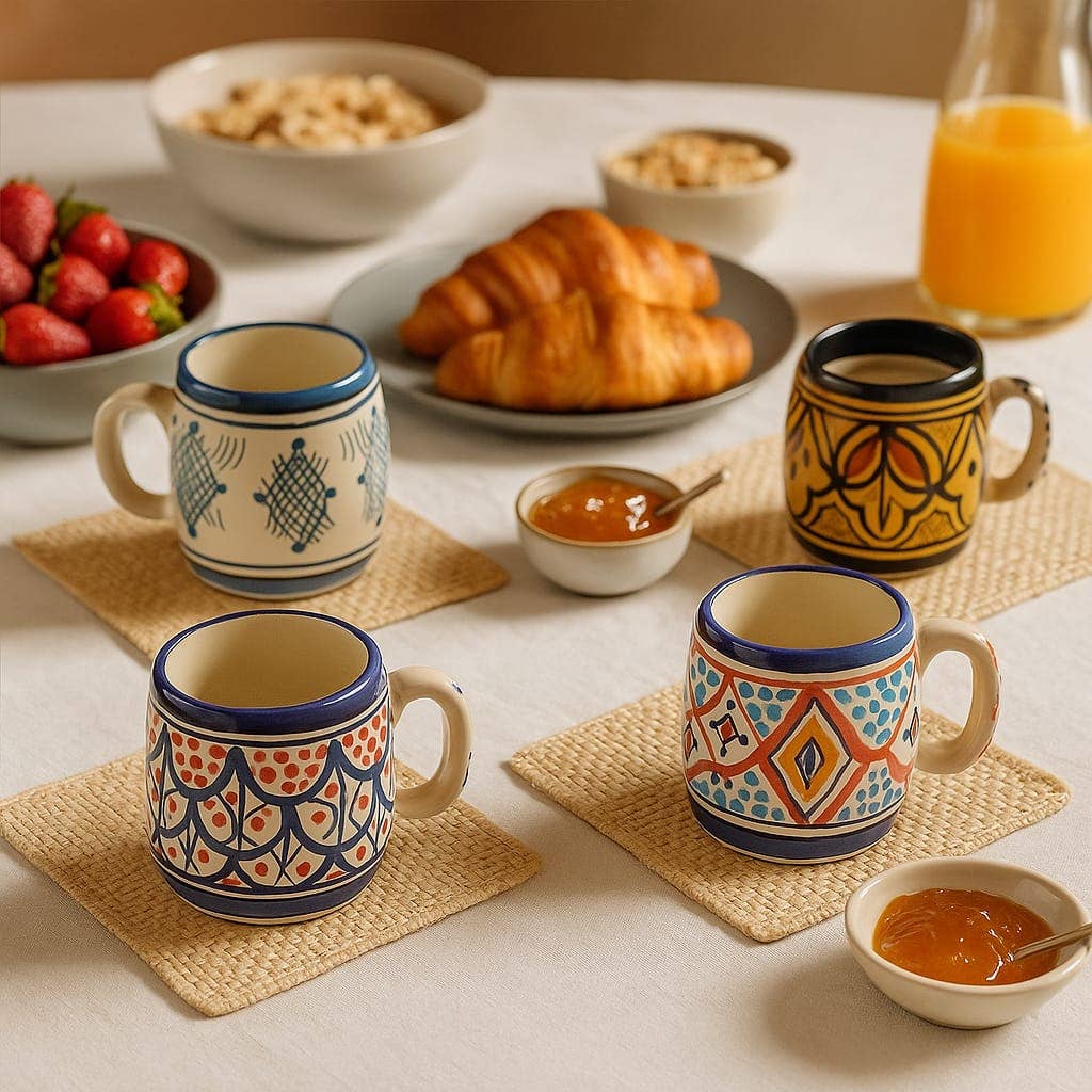 Etnico del Mondo - Wholesale Coffee Mug - Hand-Painted Terracotta Ceramic Mug from Safi #31