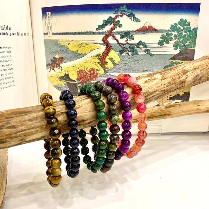 AMISHI ~ NATURAL HARD STONE STRETCH BRACELET for wholesale by Atisha Spiritual Shop