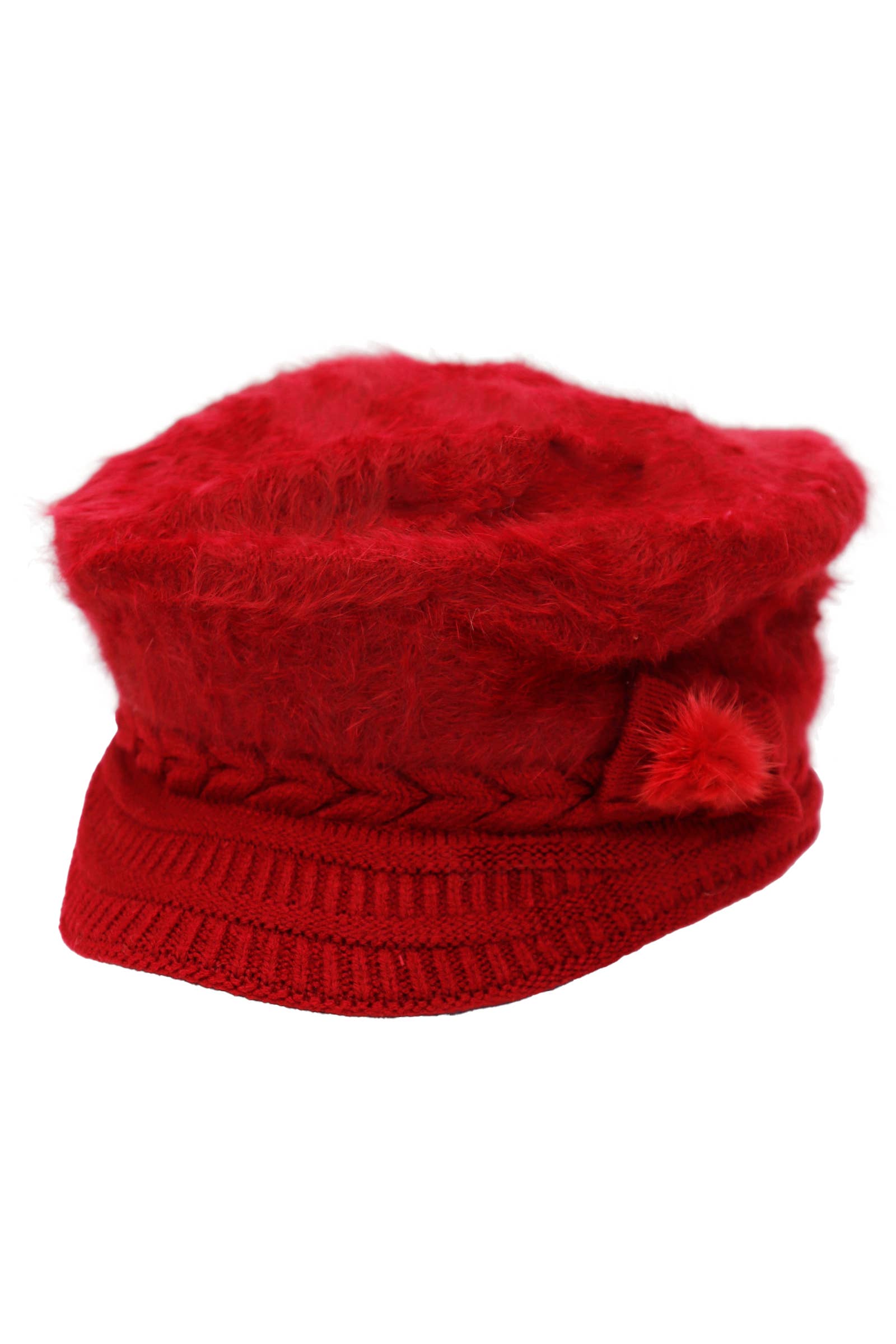 Cap Zone - Wholesale Newsboy/Schoolboy Hat - Women's - Vegan Angora Fur Chevron Knitted Fiddler Cap8