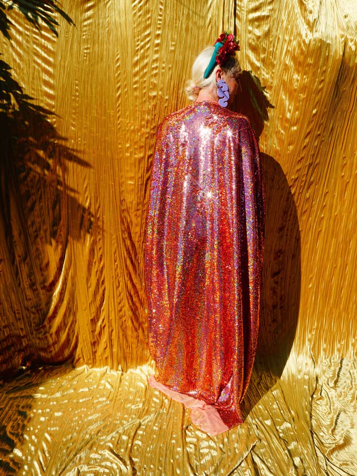 Fumbalinas - Wholesale Kaftan – Women's - Rose Gold Holographic Sequin V-neck Kaftan Gown3