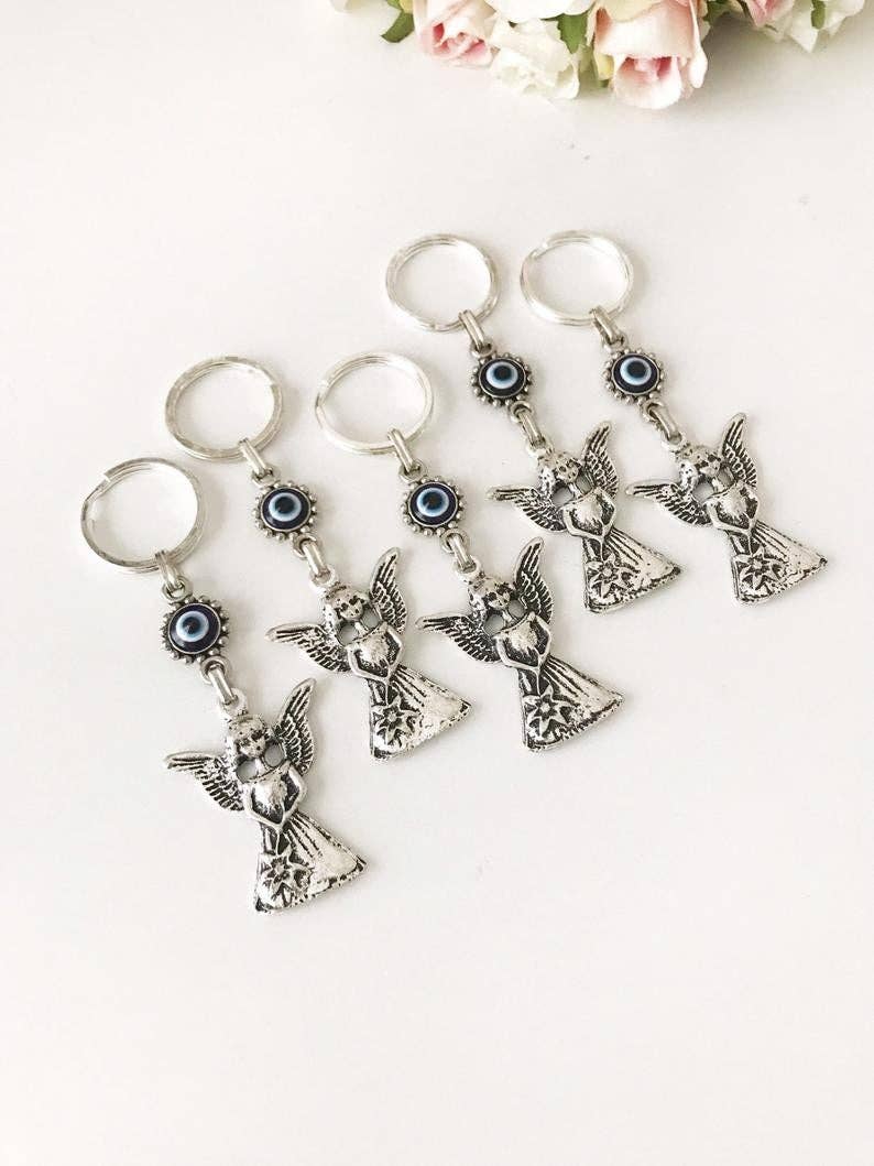 Evileyefavor – wholesale Keychain – Women's – Silver Evil Eye Angel Keychain1