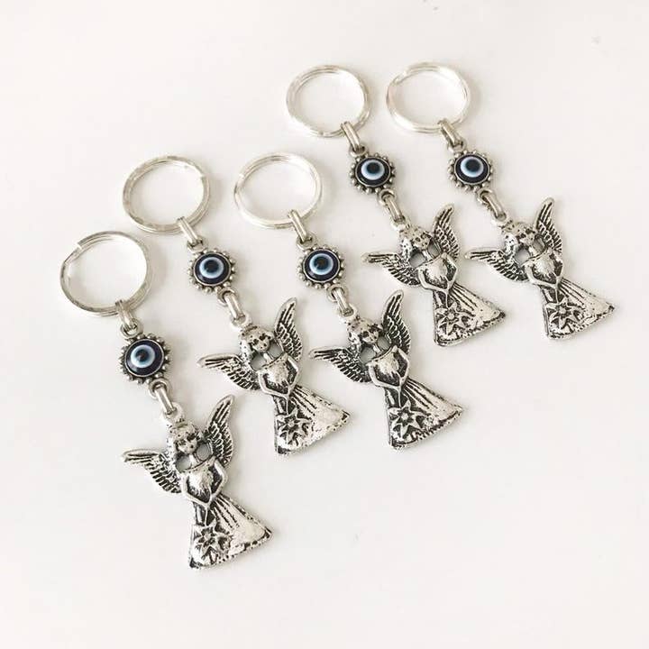 Evileyefavor - Wholesale Keychain – Women's - Silver Evil Eye Angel Keychain1