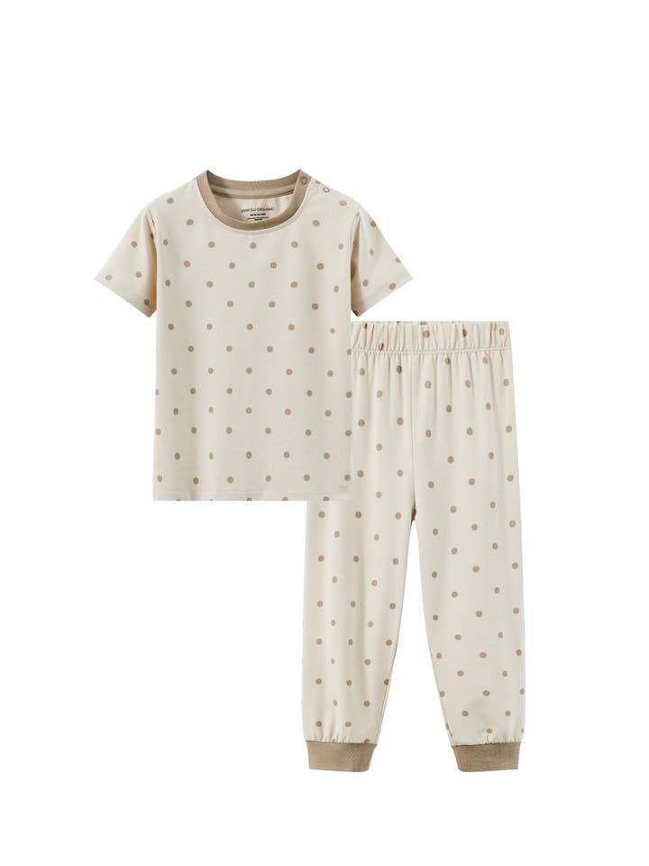 Conjunto de pijama de verano de bambú orgánico - Lunares para venta al por mayor de Norsu Organic