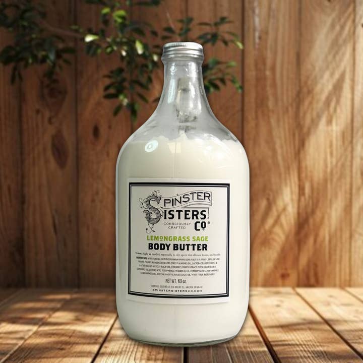 Spinster Sisters Co. / Old Salt Grooming Supply – Bálsamo/manteiga corporal por atacado – Loção de Manteiga Corporal a Granel (60 oz): Manteiga de Karité de Comércio Justo1