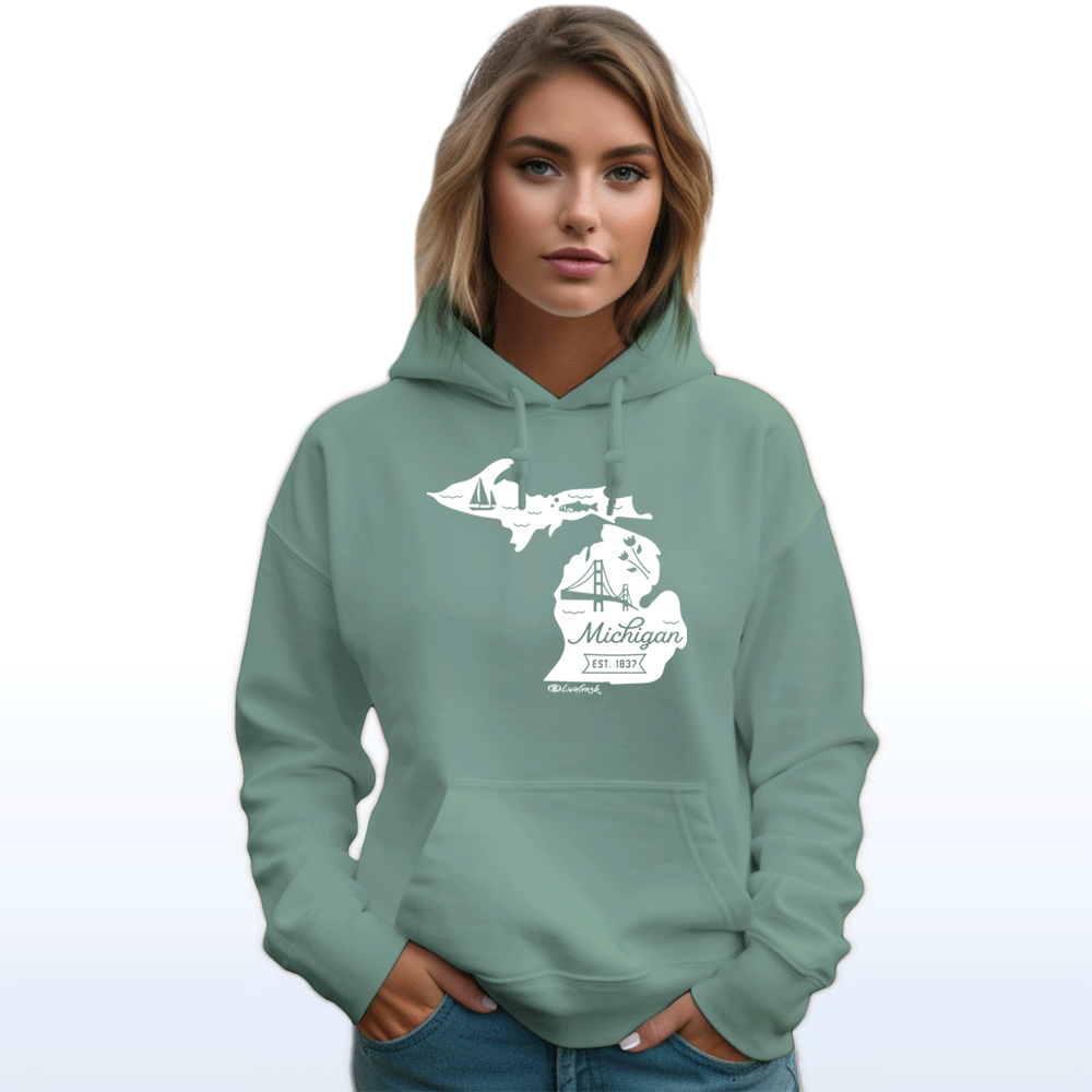 LIVNFRESH - Wholesale Hoodie - Women's - "Vintage Michigan" Relaxed Fit Classic Hoodie3