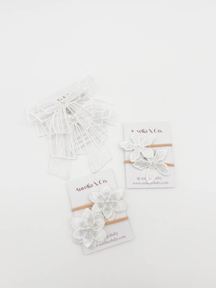 Spetsblomma Hårsnoddar för Barn Hästsvans/Flätor Hållare för wholesale av Aurelia & Co. Baby