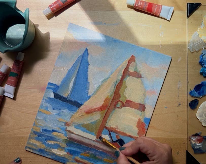 Cate Paper Co. - Wholesale DIY Craft Kit - East Coast Regatta painting kit, impressionist painting kit 4
