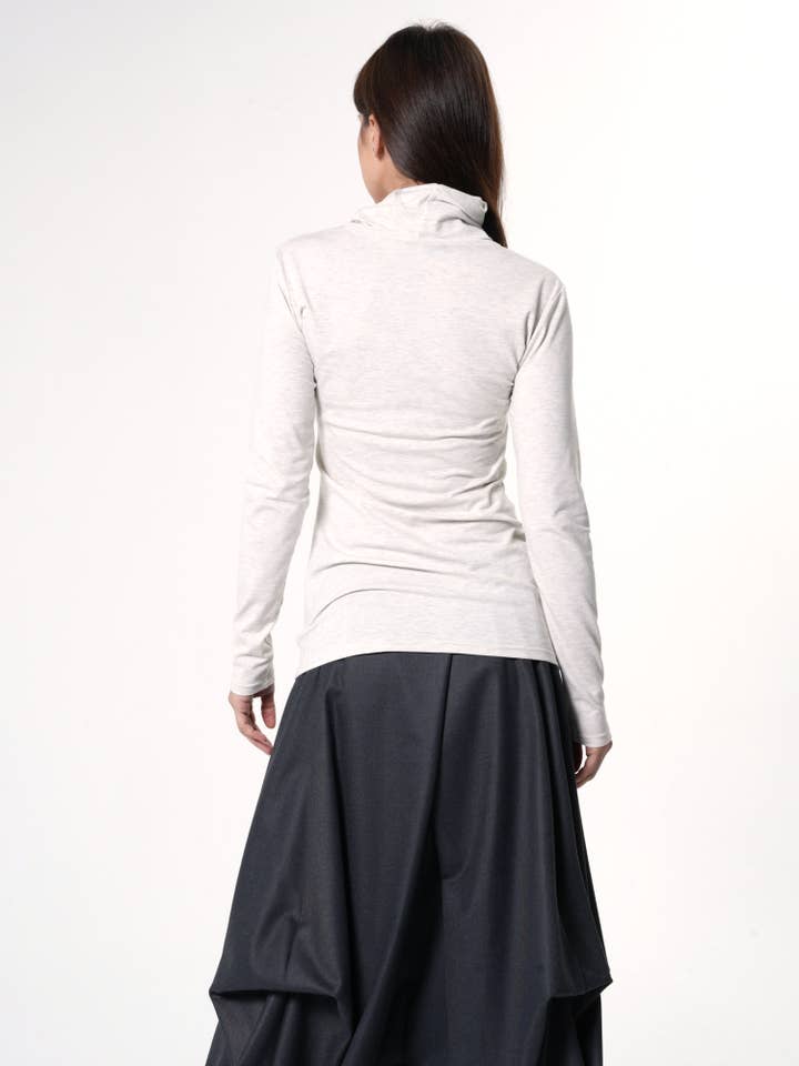 Metamorphoza - Wholesale Blouse - Women's - Casual Turtleneck Top In Ivory6