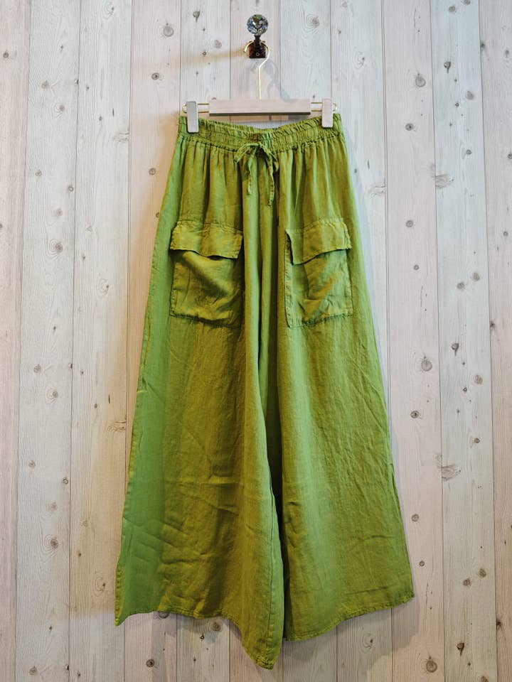 Linen & More - Wholesale Pants - Women's - REF 17830 WIDE-LEG TROUSERS TWO POCKETS 100% LINEN