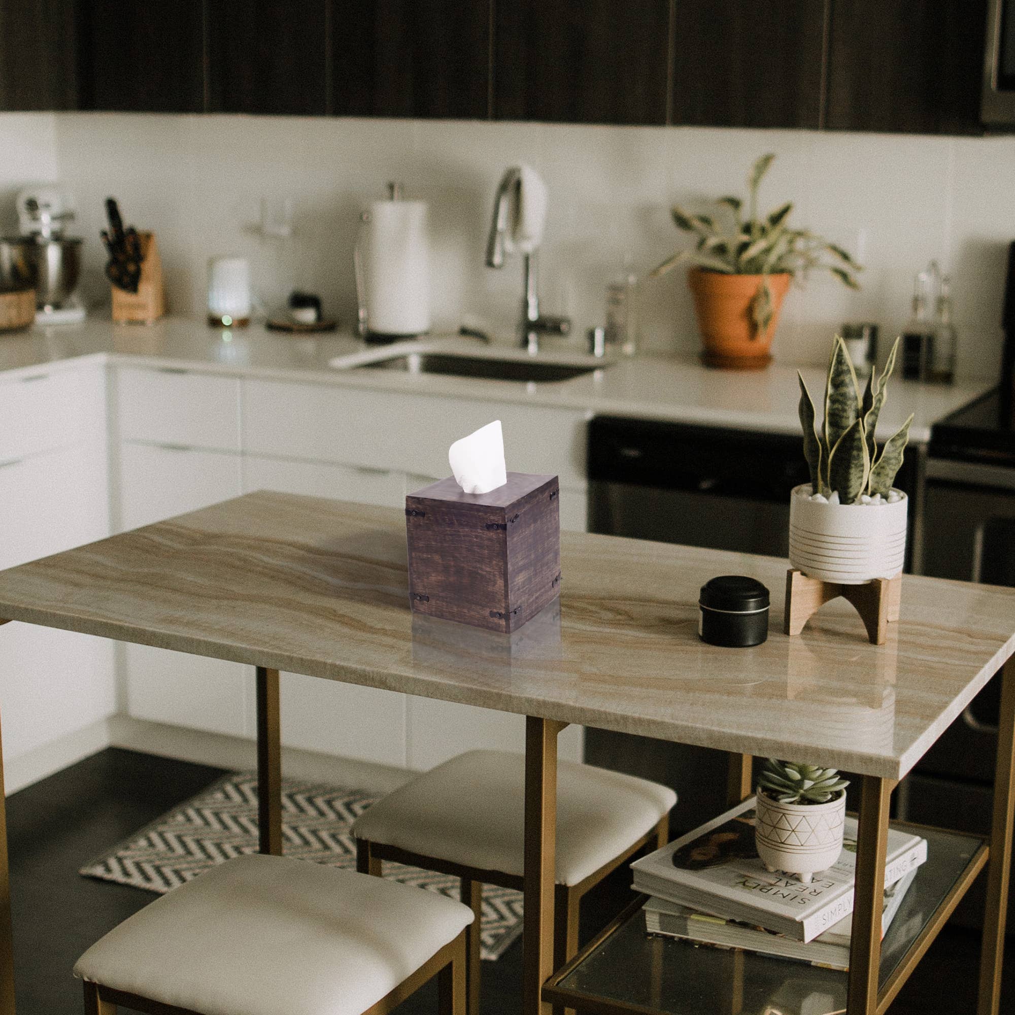 LuxeDesigns Co LLC - Wholesale Tissue Box - Rustic Wood Tissue Box w/ SlideOut Bottom-Square (Set of 2)10