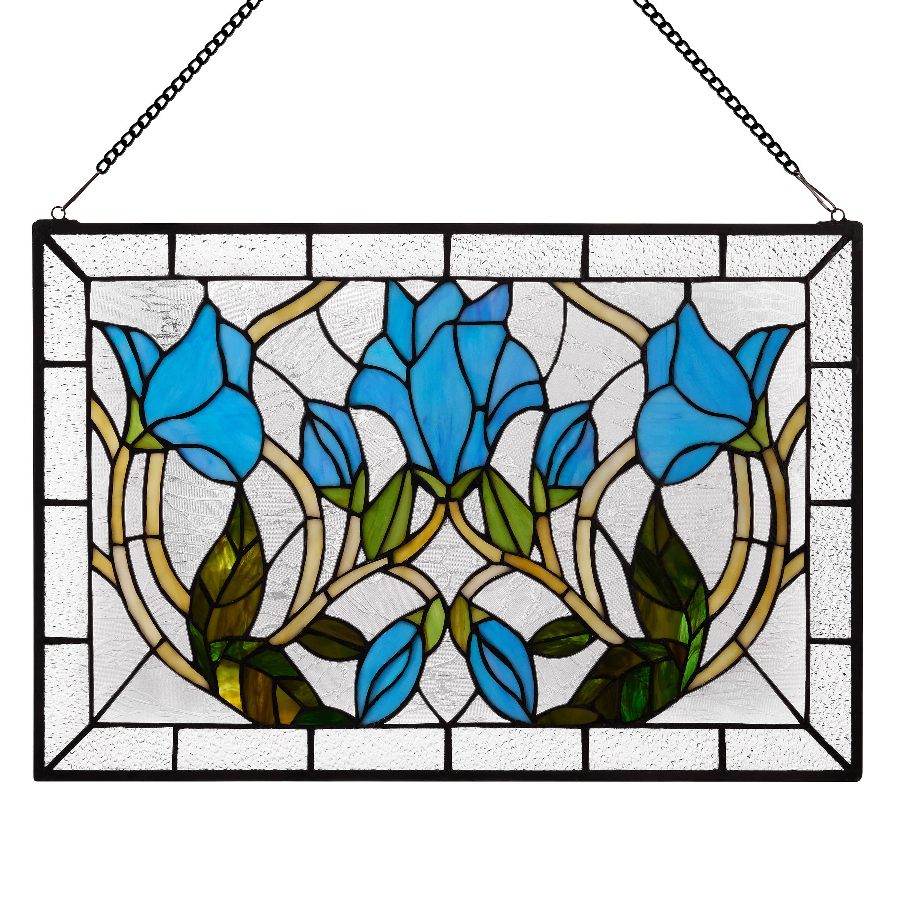 River of Goods - Wholesale Suncatcher - 24"W Floral Vine Tiffany-Style Stained Glass Window Panel1