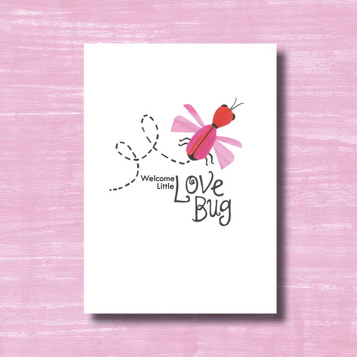 Welcome Little Love Bug Card – Sweet & Whimsical New Baby for wholesale by Kim Dettmer Art