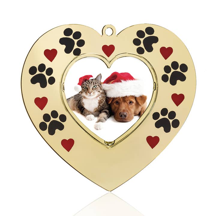 Ornement Cadre Photo Cœur en Métal Doré pour Chien pour la vente par Gloria Duchin