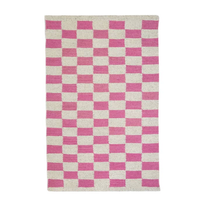 Zapotec Tapis à carreaux Rose & Ivoire pour la vente par Archive NY