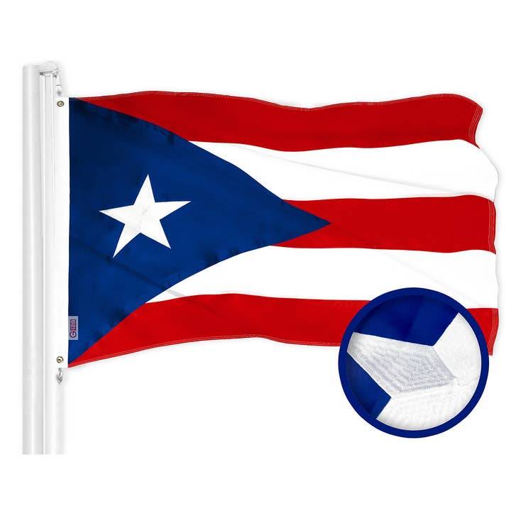 Puerto Rico Flag 2.5x4 FT Embroidered Polyester Outdoor Flag for wholesale by G128