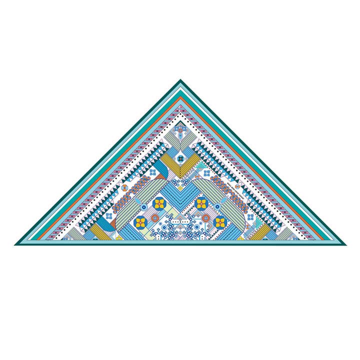 Pañuelo triangular de lana y seda de doble cara de reconstrucción de formas para venta al por mayor de Jessie Zhao New York