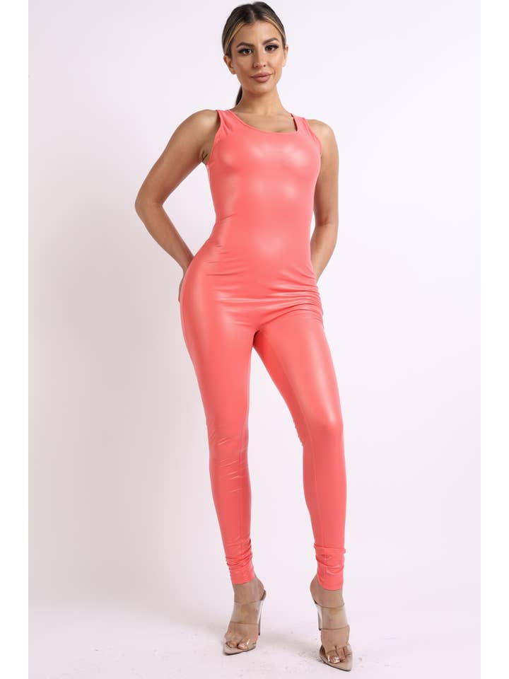 K Too - Wholesale Jumpsuit - Women's - Satin pu tank catsuit9