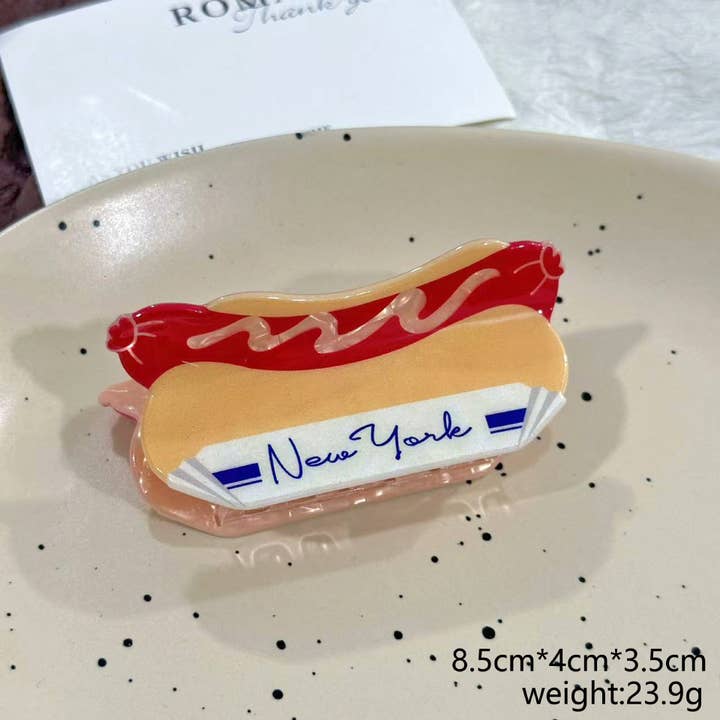 SoapElenGlen - Wholesale Hair Clip - Women's - Chili Sauce Hair Claw, Realistic Food Hot Dog Hair Clip3