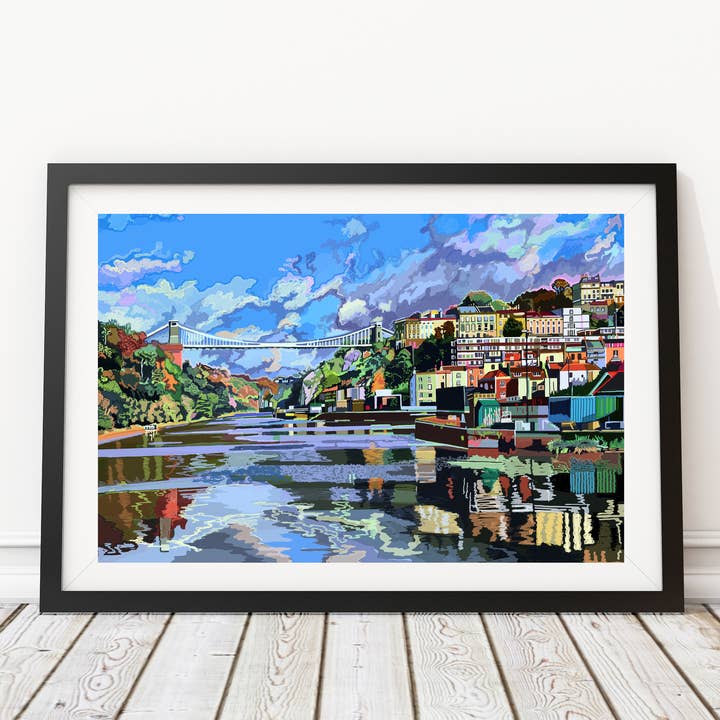 Clifton Suspension Bridge, Bristol Illustration Art Print for wholesale by Tomartacus