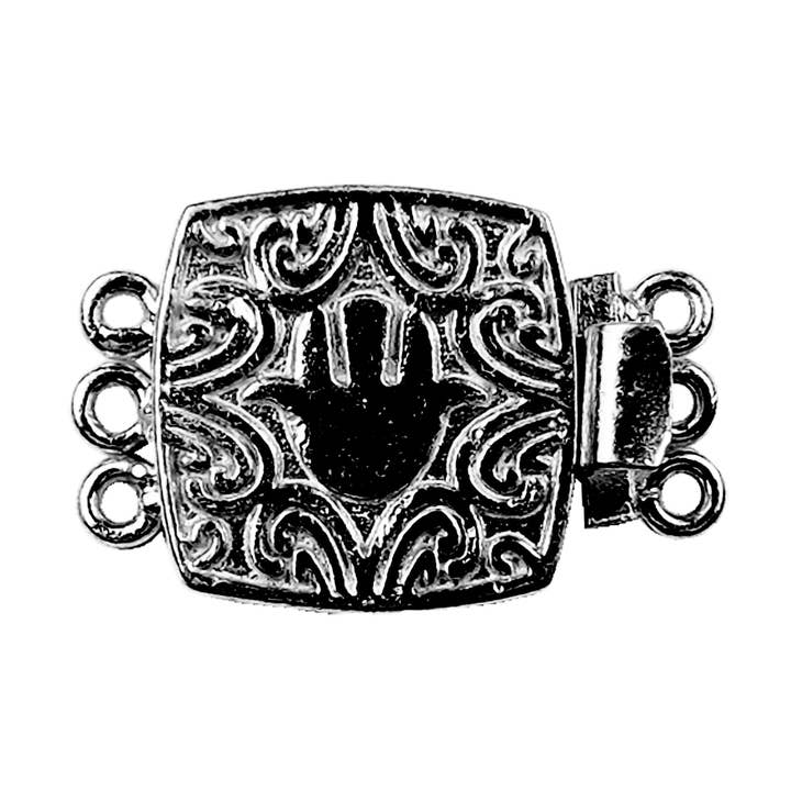 CR-441 Black Rhodium Overlay Multi Strand Clasp With 3 Holes for wholesale by Bali Designs