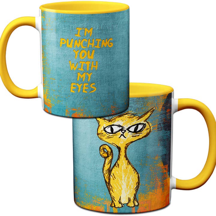 Eye Punch Cat Funny Mug for wholesale by Pithitude