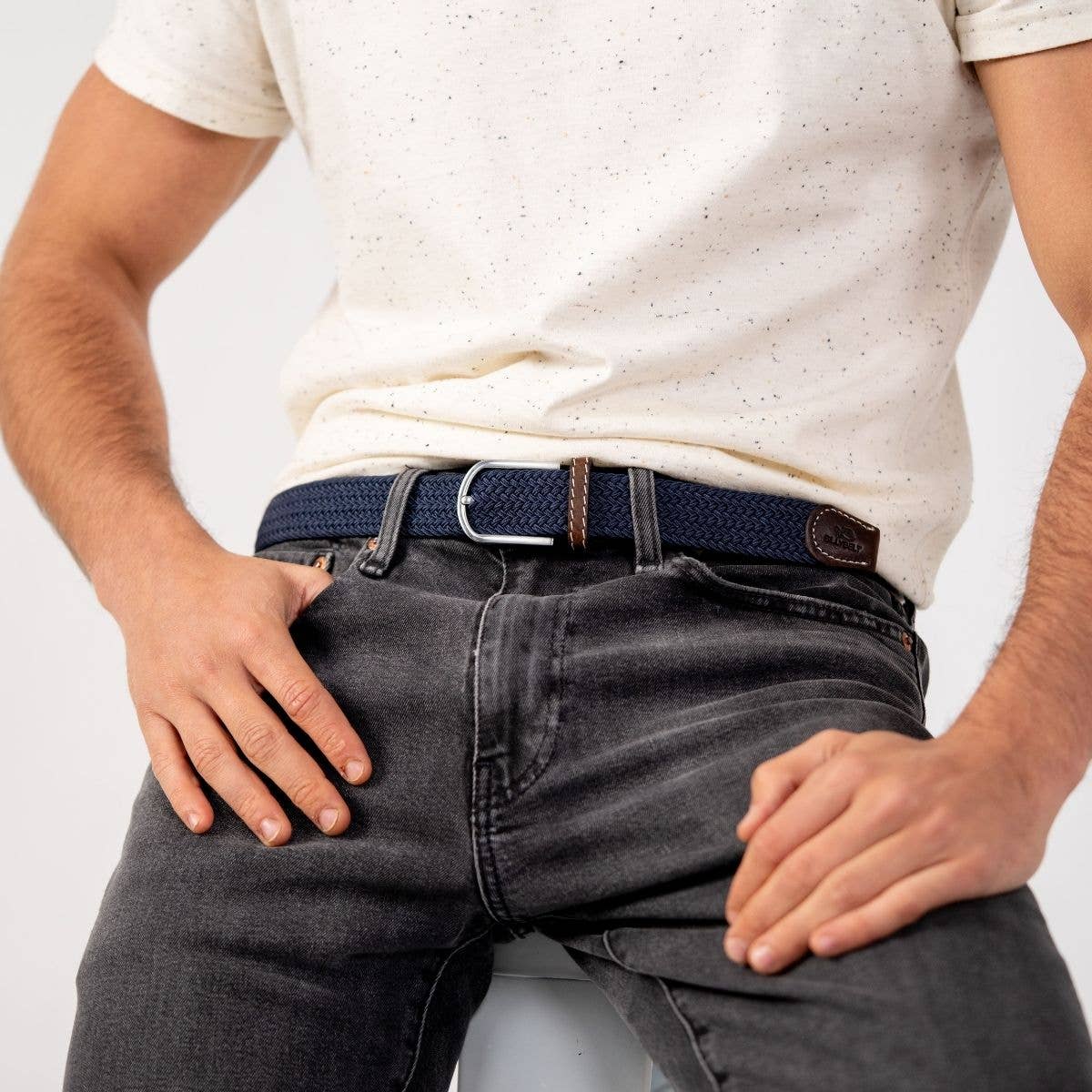 BILLYBELT – wholesale Belt – Men's – Slate blue elastic braided belt1